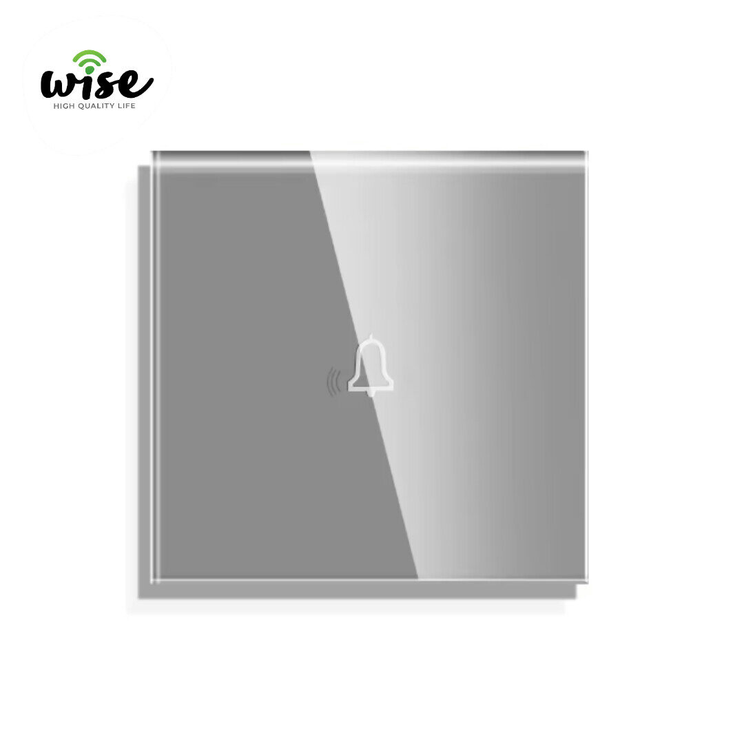Wise prekidač za zvono – stakleni panel sivi